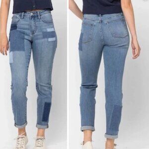 Judy Blue Light Blue Boyfriend Fit High Waist Patchwork Jeans Women's Size 3/26